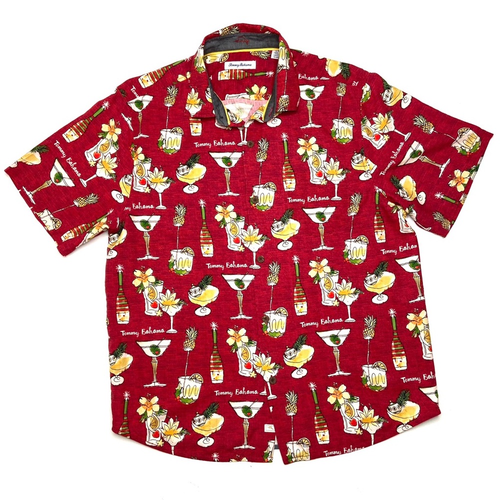 TOMMY BAHAMA Silk Merry Martini Short Sleeve Button Shirt